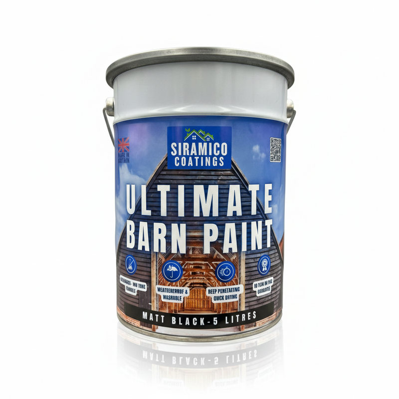 One Coat Ultimate Barn Acrylic Paint with Eco-Resin™ - Matt Black - 5 Litres - 10 Year Guarantee