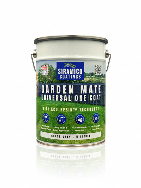 Garden Mate - One Coat Universal Eco-Resin™ Garden Paint - 5 Litres - White - Goose Grey - Anthracite Grey - Deep Black - Brick Red