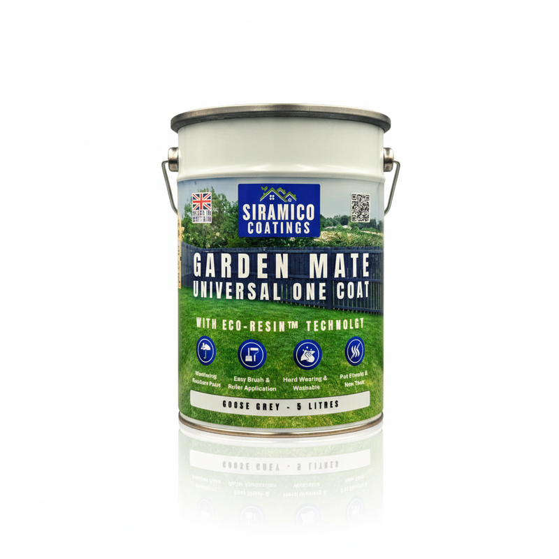 Garden Mate - One Coat Universal Eco-Resin™ Garden Paint - 5 Litres - White - Goose Grey - Anthracite Grey - Deep Black - Brick Red