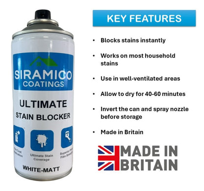 The Damp & Stain Blocker Spray | Matt White - 400ml Aerosol | Universal Stain Blocker