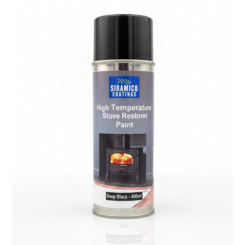 Stove, Chiminea, Smoker & BBQ Spray Paint Restorer | High Temperature Paint Formula up to 1000°C | Deep Black, Ice White or Flame Red | 400ml