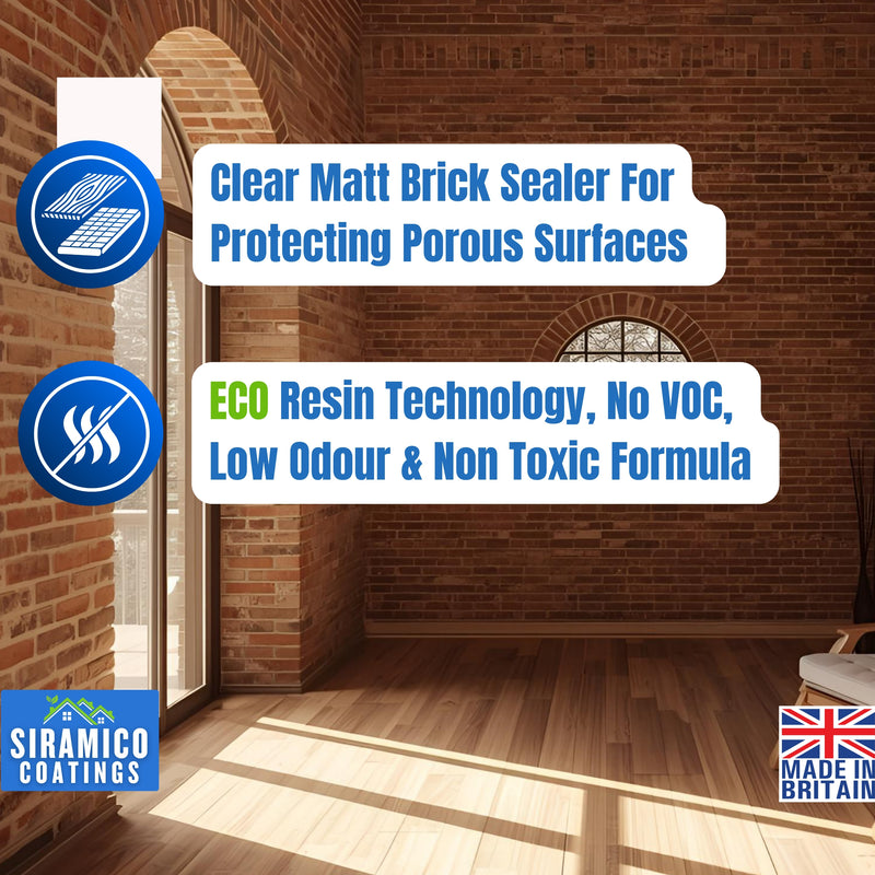 Brick & Dust Sealer I Matt Finish I Dustproofer, Stain Resistant, Solvent-Free & Breathable Brick Protector for Internal Brickwork, Stone, Mortar & Blockwork
