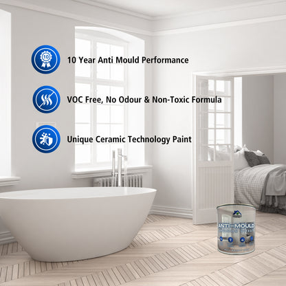 Anti-Mould Emulsion Ultra™ White Paint | 500ml 1 Litre 2.5 Litre or 5 Litre | Siramico Coatings