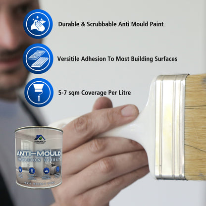 Anti-Mould Emulsion Ultra™ White Paint | 500ml 1 Litre 2.5 Litre or 5 Litre | Siramico Coatings