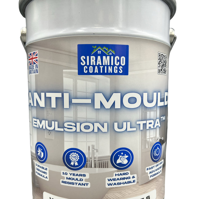 Anti-Mould Emulsion Ultra™ White Paint | 500ml 1 Litre 2.5 Litre or 5 Litre | Siramico Coatings