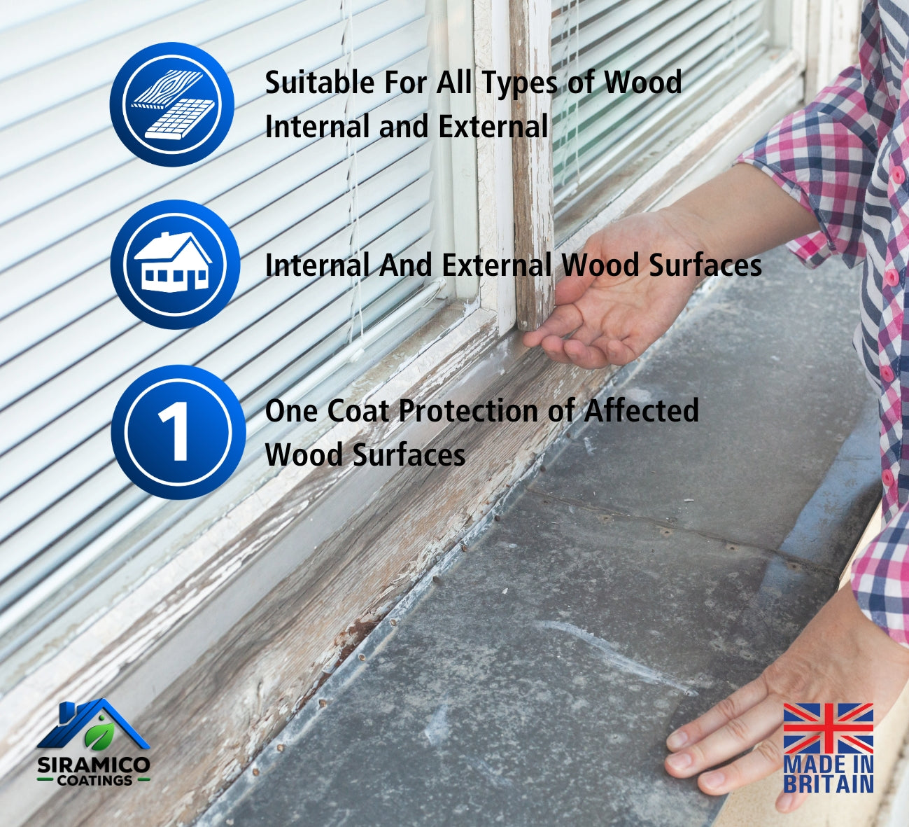 Siramico Coatings | Wood Hardener for Rotted Wood | 500ml | Clear Deep Penetrating Wood Hardener | Treats All Types of Timber