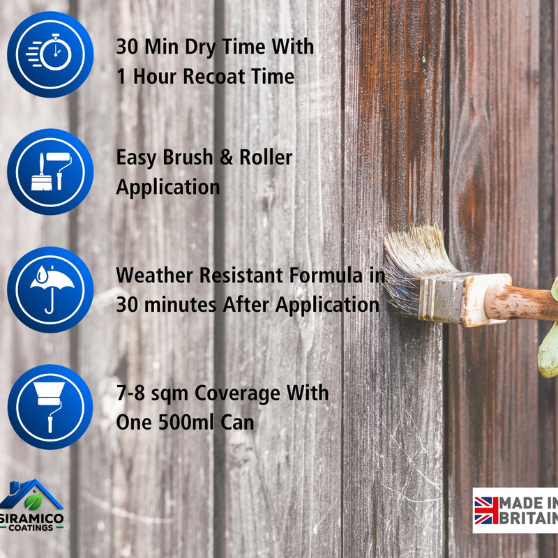 Siramico Coatings | Wood Hardener for Rotted Wood | 500ml | Clear Deep Penetrating Wood Hardener | Treats All Types of Timber