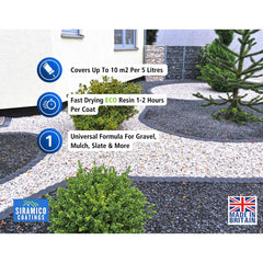Bark & Mulch Glue covers up to 10m² per 5 litres, fast drying 1-2 hours per coat