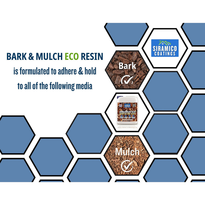 Bark & Mulch ECO Resin adheres to and holds bark and mulch