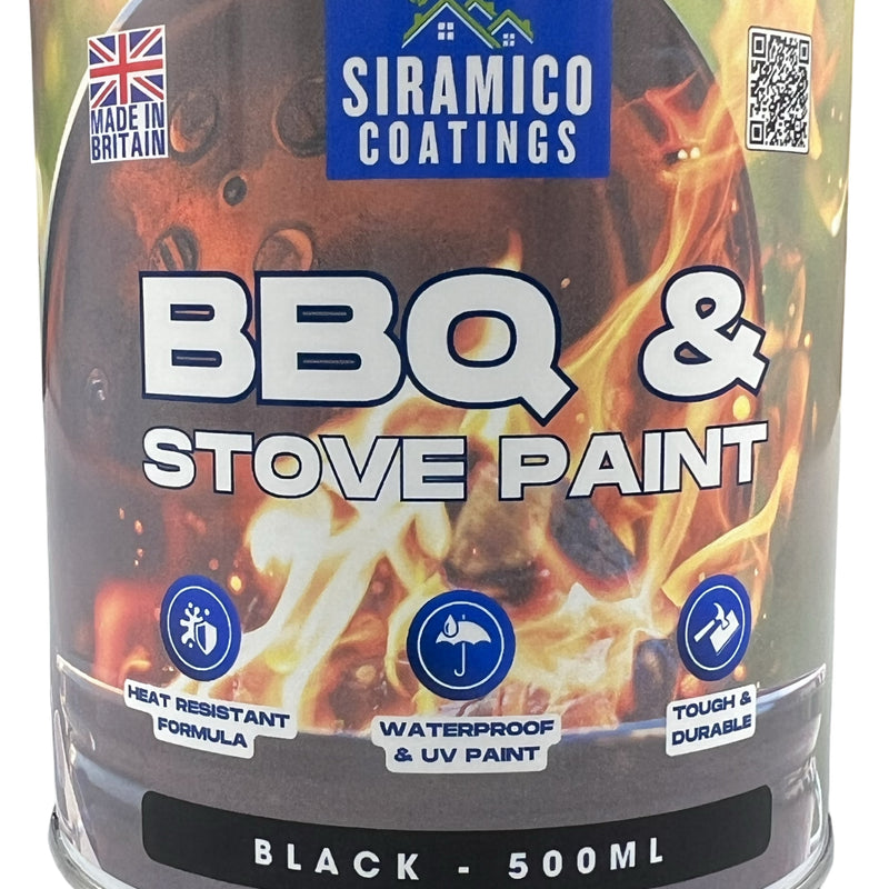 BBQ & Stove High Temperature up to 1000°C Paint | 500ml or 1 Litre  Black, White or Red - Matt | Siramico Coatings
