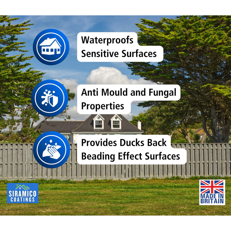Waterproofs sensitive surfaces, anti mould and fungal, duck's back beading effect