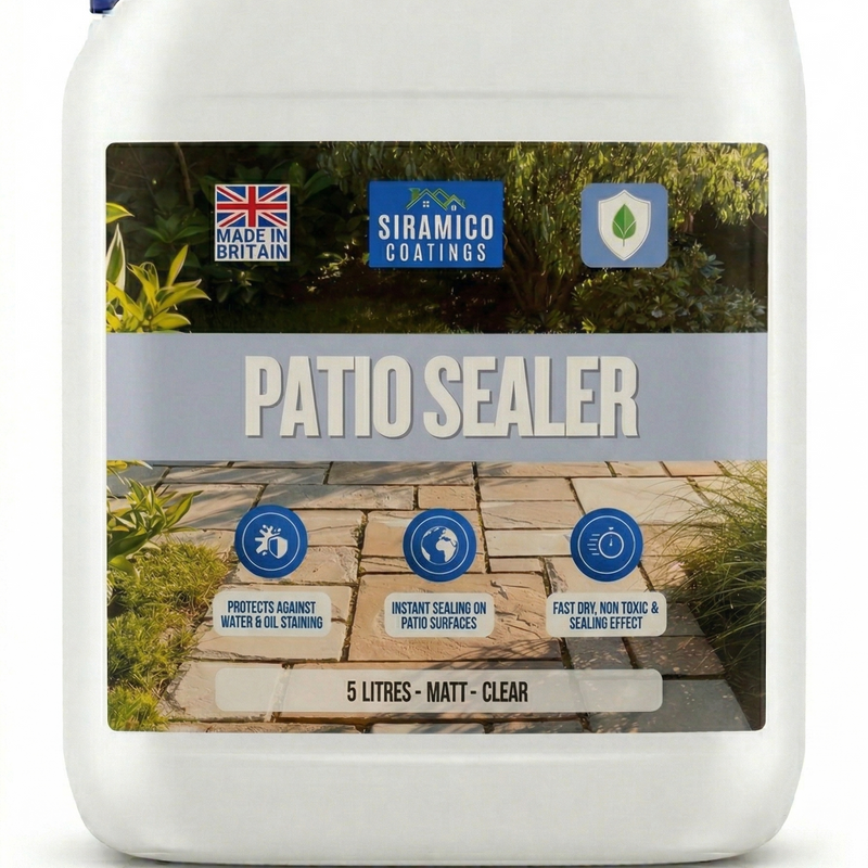 Patio Sealer I 5 litres I Matt Finish Patio & Paving Sealer for Indian Sandstone, Concrete, Brick & Block Paving I Waterproof, Stain Resistant, Outdoor & Indoor Floor Sealant