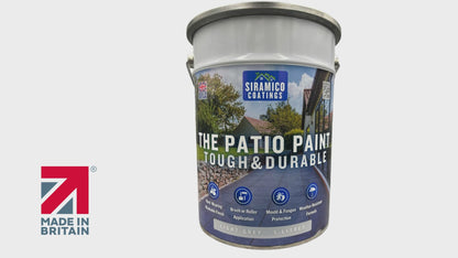 One Coat Anti-Slip Patio Paint for Concrete, Stone, Brick or Tile | 5 Litres | Premium One Coat Mould & UV Resistant Formula | White Grey Black Red