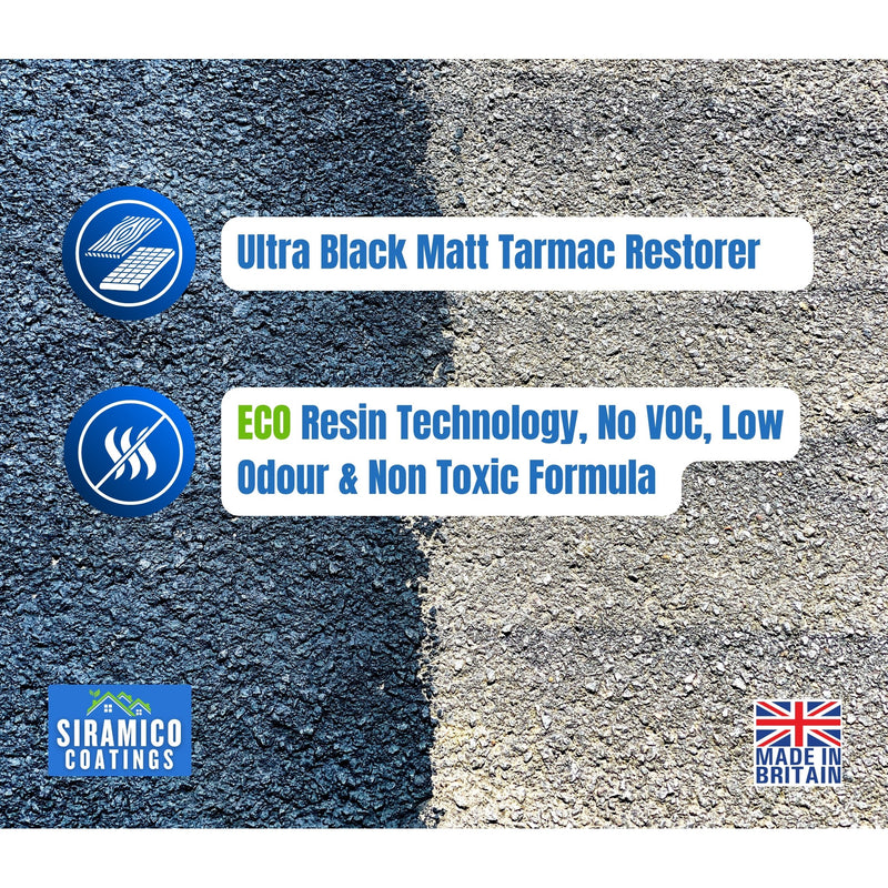 Ultra black matt tarmac restorer, ECO resin, no VOC
