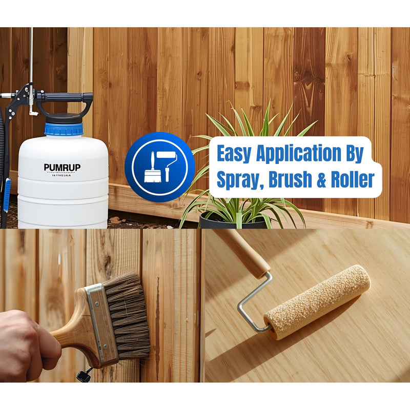 Easy application by spray, brush and roller