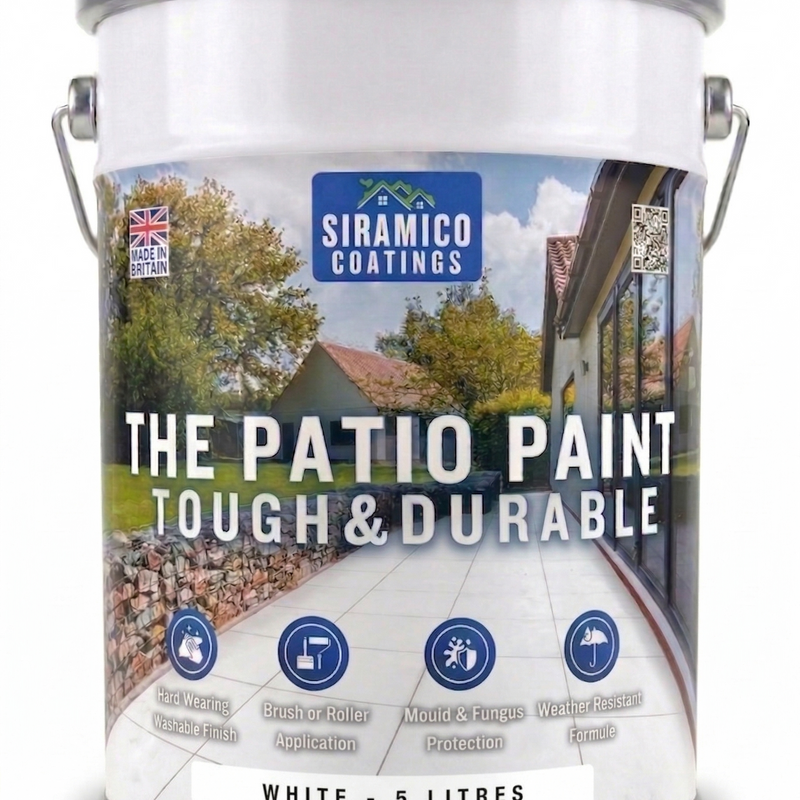 One Coat Anti-Slip Patio Paint for Concrete, Stone, Brick or Tile | 5 Litres | Premium One Coat Mould & UV Resistant Formula | White Grey Black Red
